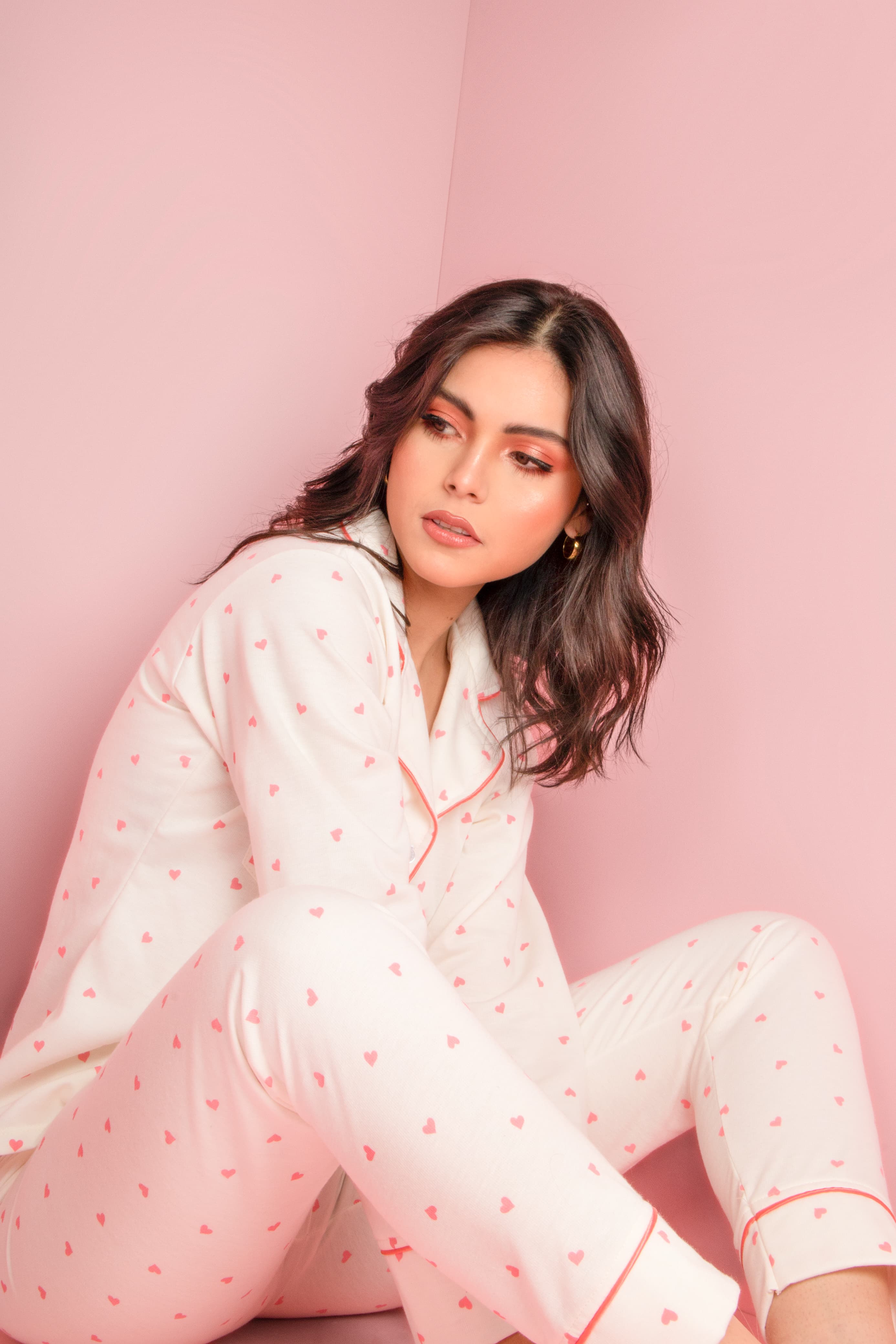 Pijama manga larga y pantalón con botones